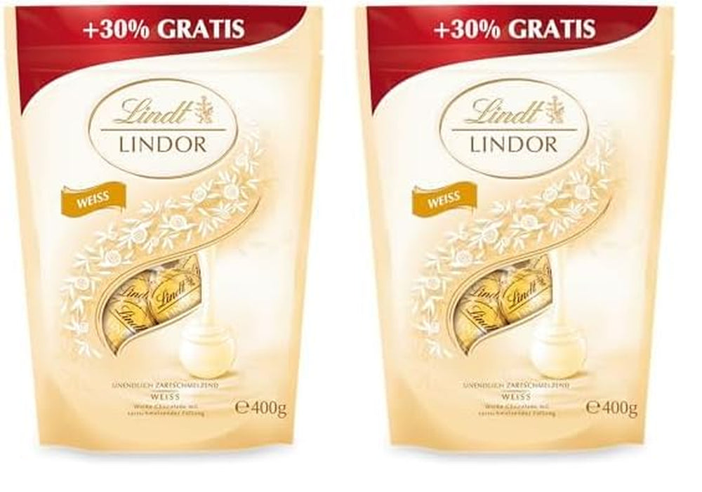 Lindor fehér csokoládé golyók | 400g kb. 30 db fehér csokoládé golyó szájban olvadó töltelékkel | Ajándék csokoládé | Csokoládé ajándék (2 db-os csomag)