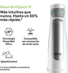 Braun Household Hogar Multiquick 7 Armmixer, Spritzschutz-Technologie, Spülmaschinenfest, Bpa-Freier Kunststoffbecher, MQ7000, 1000 W, Weiß Kitchen Naty Shop