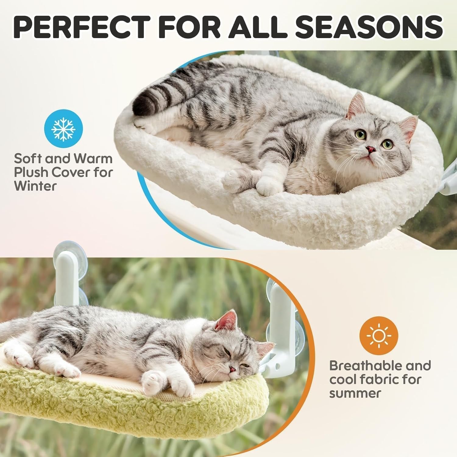 Șezlong pliabil pentru pisici EDAGNY, model plush, pentru plajă și privit - Șezlong pliabil pentru pisici, cu husă lavabilă și reversibilă - cadru robust din oțel, pentru o greutate de până la 15 kg, alb M