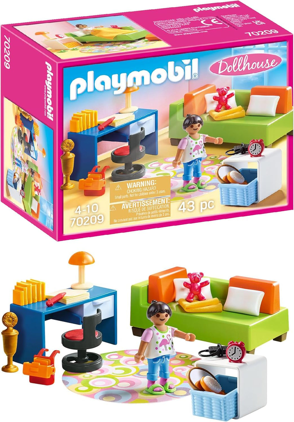 PLAYMOBIL babaház 70209 Ifjúsági szoba lányfigurával és kiegészítőkkel, 4 éves kortól Dollhouses Naty Shop Ifjúsági szoba