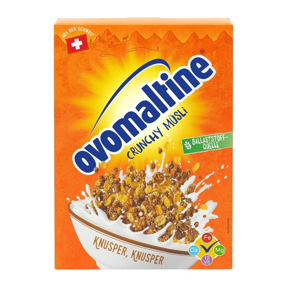 Ovomaltine Crunchy Müzli - ropogós müzli csokoládéval, gabonafélék és Ovomaltine - müzli egyedülálló keverékével csokoládéval, értékes vitaminokkal, rostokkal és ásványi anyagokkal (1 x 450g)