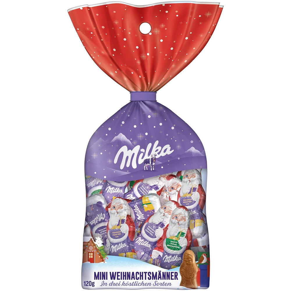 Milka Mini Mikulás – Alpesi tejkeverék, tejszín és mogyoró ünnepi egyedi csomagolásban – 120g