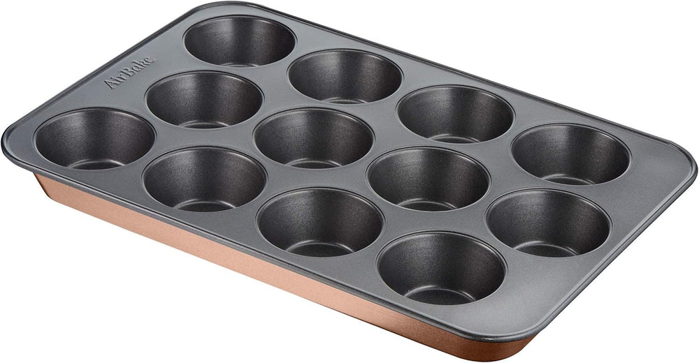 Tefal Airbake J2555014 Muffinform, Antihaftbeschichtung, Karbonstahl, Braun, 29 X 41 cm Sütőformák és tálcák Naty Shop