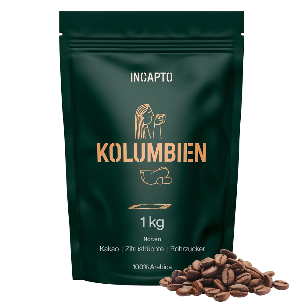Incapto Spezialitäten-Kaffeebohnen | Single-Origin Kolumbien | Espresso 100% Arabica | Specialty Coffee 84 Punkte SCA | Traditionell Geröstete Bohnenkaffee | Plantage Huila, Cadefihuila, 1kg