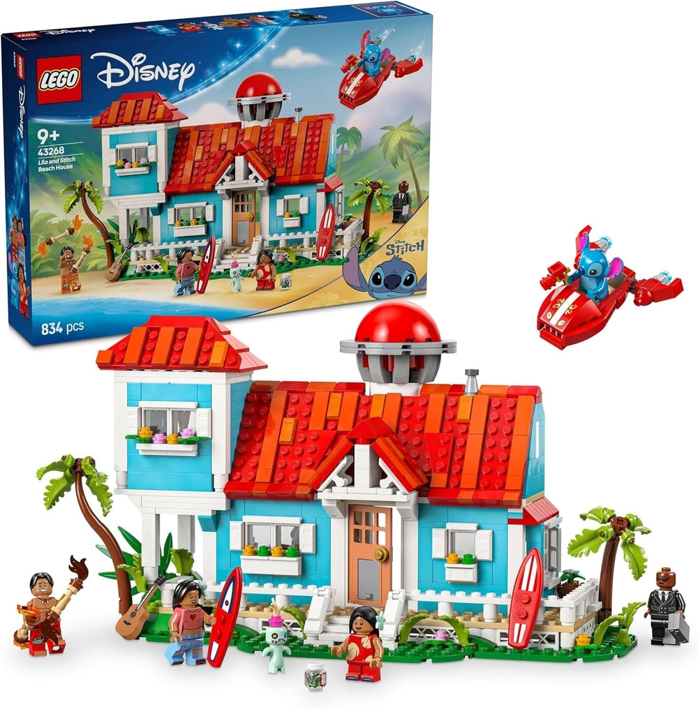LEGO Ç€ Disney "Lilo és Stitch" Beach House - Építőjáték 6 szobával, csillagvizsgálóval, űrhajóval és 5 minifigurával - Születésnapi ajándék 9 év feletti lányoknak és fiúknak, valamint rajongóknak 43268 Építőkészletek Beuche den LEGO-Store alapértelmezett cím