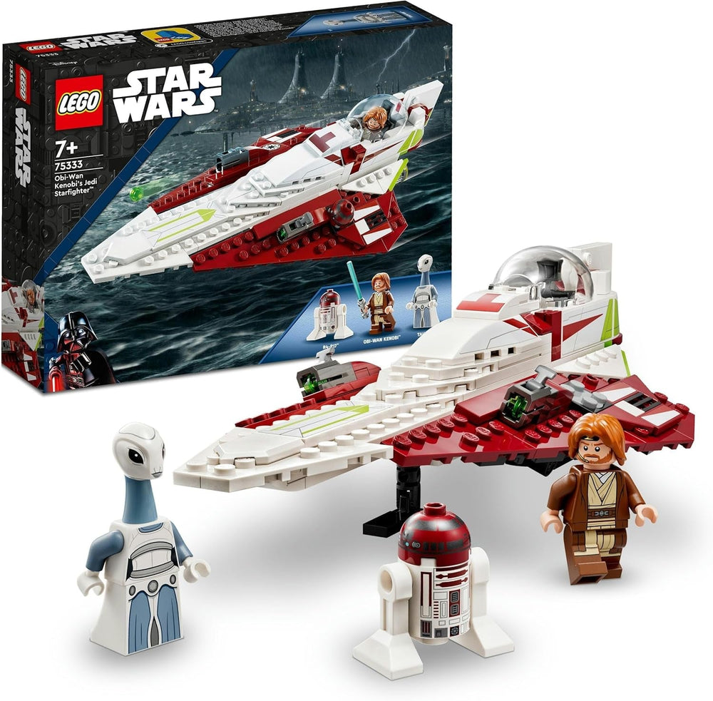 LEGO Star Wars Jedi Starfighter Obi-Wan Kenobi építhető játék Taun We Droid figurával és Fénykard Attack of the Clones készlet 75333 Építőkészlet Besuche den LEGO-Store egyszemélyes ággyal