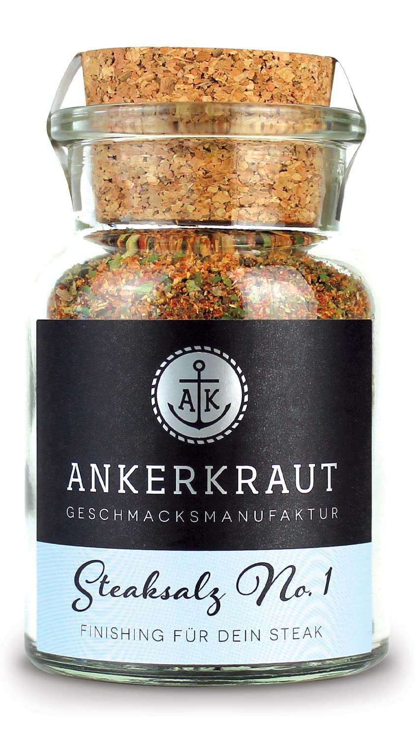 Ankerkraut Steaksalz No. 1, das perfekte Finisher- und Steakhouse-Salz, 80g in Korkenglas