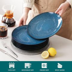 Set de veselă pentru 4 persoane, set combinat vancasso BUBBLE cu 16 piese din gresie, set de veselă în stil vintage, include boluri, cești de cafea, farfurii de desert și farfurii pentru 4/8/12 persoane