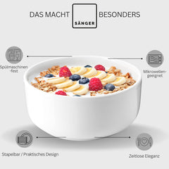 SÄNGER | Set de veselă Marlo White, set de veselă cu 24 de piese pentru 6 persoane, cu farfurii de desert, farfurii de cină, boluri și boluri pentru cereale din porțelan, set de farfurii, veselă, design modern COLECȚIA PREMIUM