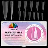 EBANKU 500 bucăți vârfuri unghii false artificiale, vârfuri mate cu gel moale, transparente, vârfuri unghii artificiale pentru extensii de unghii, set unghii false, 12 mărimi-A