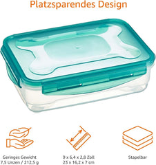 Recipiente de congelare Amazon Basics într-un set, cu capac, etanș, rezistent la scurgeri, stivuibil, pentru frigider / congelator, fără BPA, plastic, microunde și mașină de spălat vase, 3 x 1,2 l, incolor Cutii depozitare alimente Naty Shop