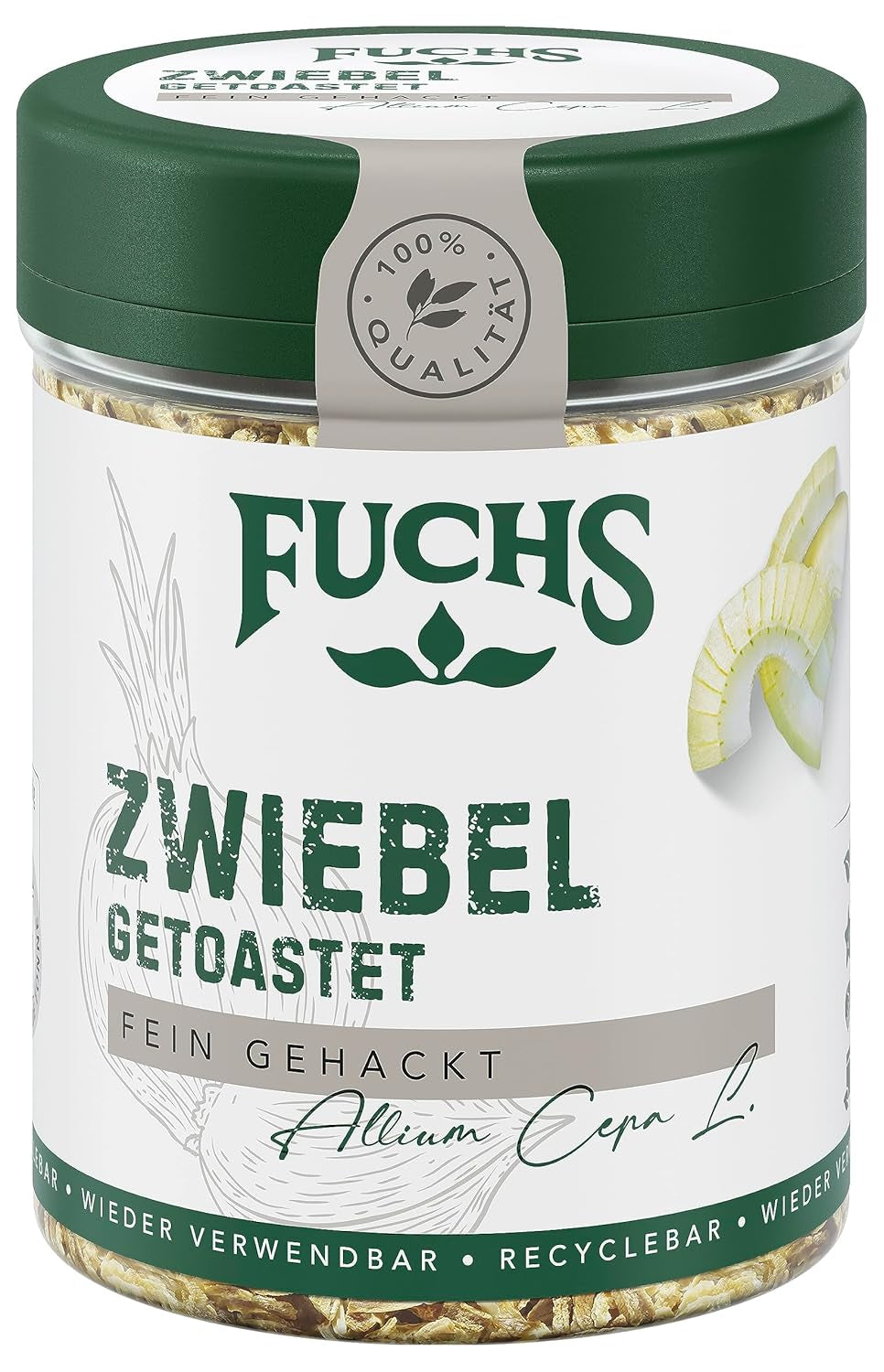 Fuchs Gewürze - Zwiebel getostat - finomra vágott Zwiebeln für Dips, Schmorgerichte oder Hamburger - természetes összetevők - 55 g wiederverwendbarerben, recyclebarer Dózis