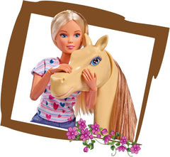 Simba 105730939 - Steffi Love Riding Tour, Lovaglóruhában, 2 lóval, Teljesen csuklós baba, Öltöztetős baba, 29 cm, Gyerekeknek 3 éves kortól Dolls Naty Shop
