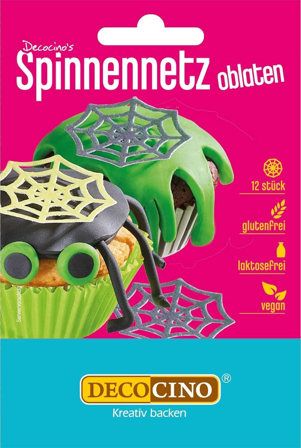 DECOCINO Halloween 3D pókháló ehető gofri 12 darabos permetező Naty Shop pókhálók