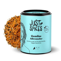 Just Spices Gemüse Allrounder I Jedes Gemüse von Padlizsán bis Cukkini lecker würzen I Gewürzdose, 75 g