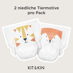 Kit & Kin Premium pelenkák, 4-es méret (9-14 kg), 128-as, növényi alapú és hipoallergén, megbízható szivárgás elleni védelem, vegán és kegyetlenség mentes