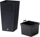 Ghiveci/ghiveci cu aspect de ratan Prosperplast cu insert | 32,5 x 32,5 x 61 cm | antracit | rezistent la intemperii și UV | fabricat din plastic robust | pentru interior și exterior