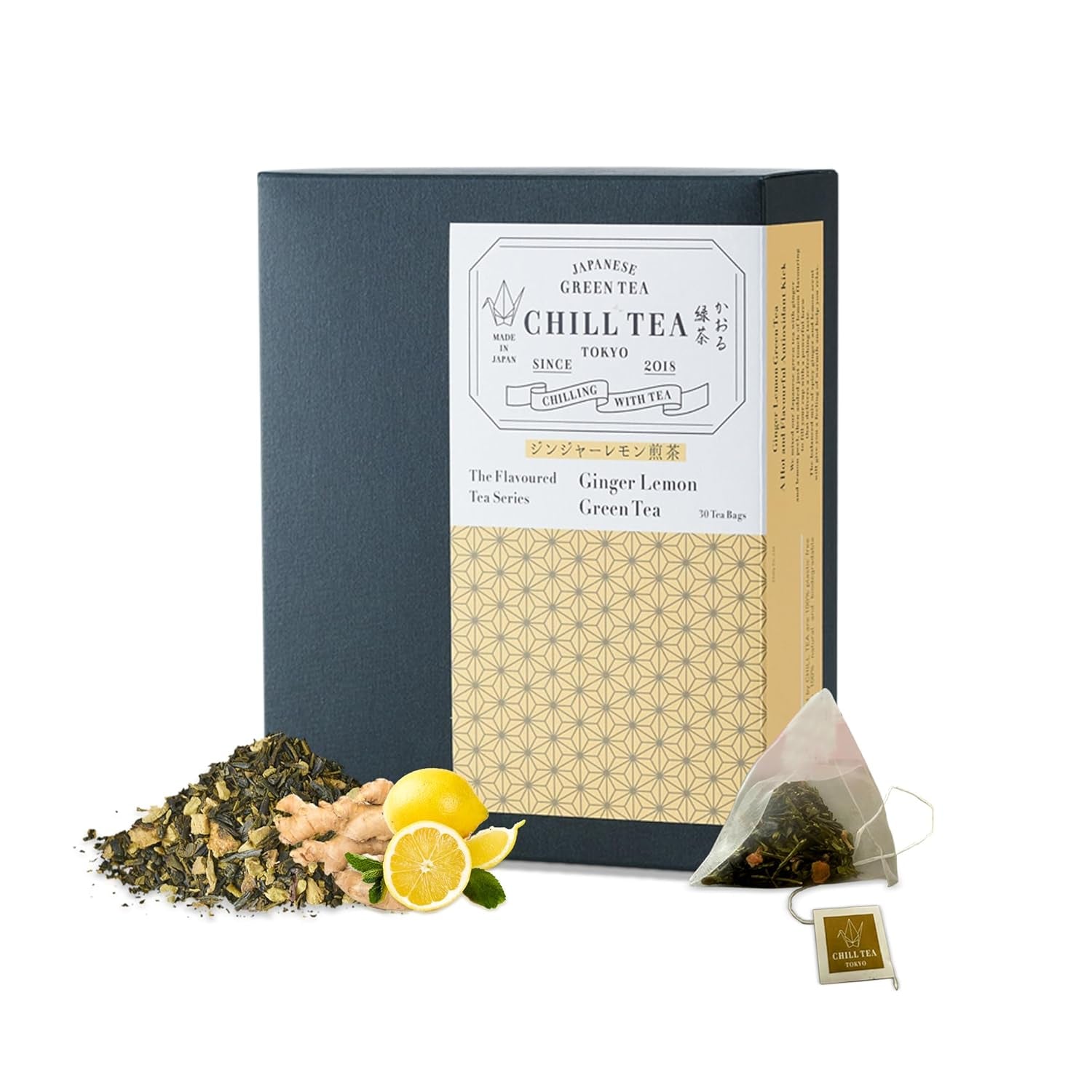 Ceai verde cu ghimbir și lămâie de  - 100% ceai verde japonez - aromă de citrice (30 g)