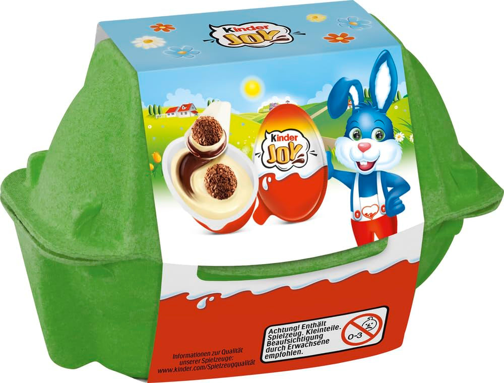 Kinder Joy 2 db-os csomag - Az egyik fele finom tejes-kakaós krémmel és ropogós golyókkal, a másik fele pedig egy remek meglepetéssel - Húsvéti csokoládé, húsvéti édességek - Húsvéti ajándék - 40g