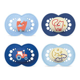 Suzetă MAM Original Day & Night Matt | 6-16 luni | Acceptare 94% | Suzeta pentru bebeluși ajută la prevenirea alinierii dinților nedoriți | Dezvoltată împreună cu dentiști | Silicon SkinSoft | Vulpe/Lună | Pachet de 4