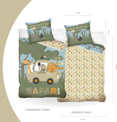 Gyermek ágyneműgarnitúra, állatok, 100% pamut cipzárral Ágynemű - gyermek Naty Shop