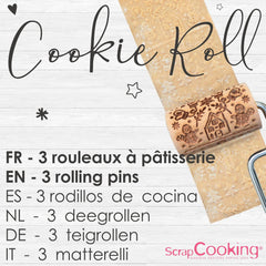 ScrapCooking 3798 karácsonyi süti tekercskészlet – 3 Mini-Gebäckrollen aus Holz mit Motiven – Dekos mit Prägung – Form für Kekse, Sandgestrahlt, Kekse
