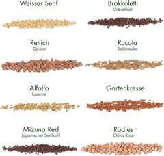 Microgreens Samen Set Von Owngrown - 8 Sorten BIO Sprossen Und MikrogrĂŒn Saatgut Im Microgreens Starter Set - Alfalfa, Rucola, Kresse FĂŒr Kresse Anzuchtschalen Uvm - Sprossen Samen