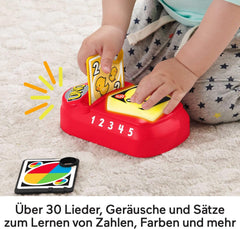FISHER-PRICE Learning Fun Baby UNO - jucărie electronică de învățare UNO în mărimea copilului, cu lumini amuzante, sunete și muzică, pentru călătorii, biligvă, de la 6 luni / 1 an, HHG91 Jucarii Bebe Naty Shop