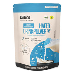 fairfood Bio Haferdrink Pulver 360g - nachhaltige Milchalternative - vegán, glutenfrei und ohne Öl - bis zu 4L Haferdrink - zum Selbermischen - 100% Bio-Vollkornhafer