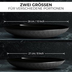 MIAMIO - Set de veselă/farfurii ceramice moderne, format din 6 piese, pentru 6 persoane - Colecția Palmanova (Negru, Farfurii mari (6x))