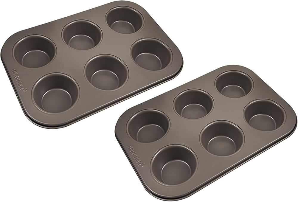 BERGNER BAKING LOVERS - Set Von 2 X 6 Cup Muffinformen - Kohlenstoffstahl Mit Ilag Essential, PFOA Frei, Leicht Zu Reinigen Formák és tálcák sütéshez Naty Shop 26,5 cm | 18,5 cm | 3 cm
