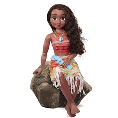 Disney Princess Moana 80 cm Play Doll by Jakks Pacific Mozgatható baba kefével, hogy fésülje hullámos fürtjeit Film ihlette ruha Levehető medál nyaklánc babák Naty Shop