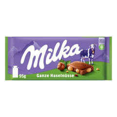 Milka Alpine Tejcsokoládé egész mogyoróval - Csokoládé ropogós dióval - 17 x 95g