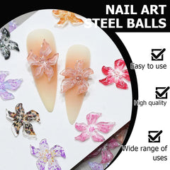 100Pcs 3D Blume Nagel Charms Nägel Zubehör Nageldesign Glitzersteine Nailart Strasssteine Flower Nail Charms Luminous Flower Nail Art Charms Bunte Blumen Deko Nagel Steinchen Flowers Nail