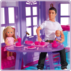 Simba 104661996 - Steffi Love Dreamhouse, Nagy játszóház, 4 szoba, BÁBOK NINCS, 84 cm magas, kétszintes, funkcionális csengő, összecsukható Naty Shop babaházak