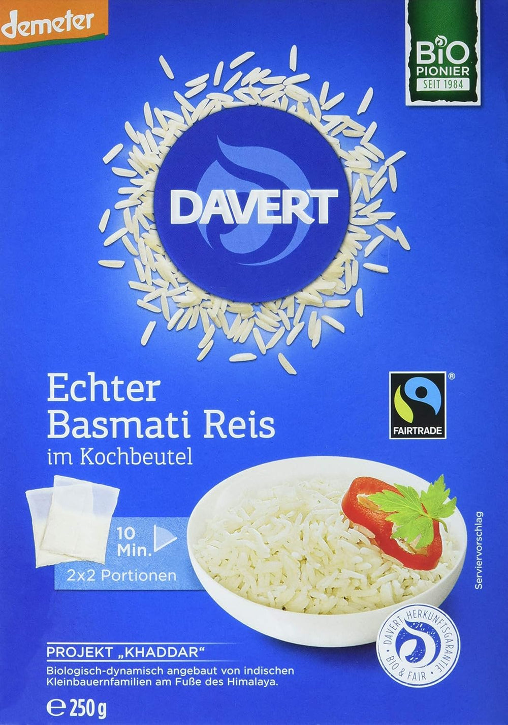Davert bio Basmati rizs főzőtasakokban, 2 zacskó, 250g