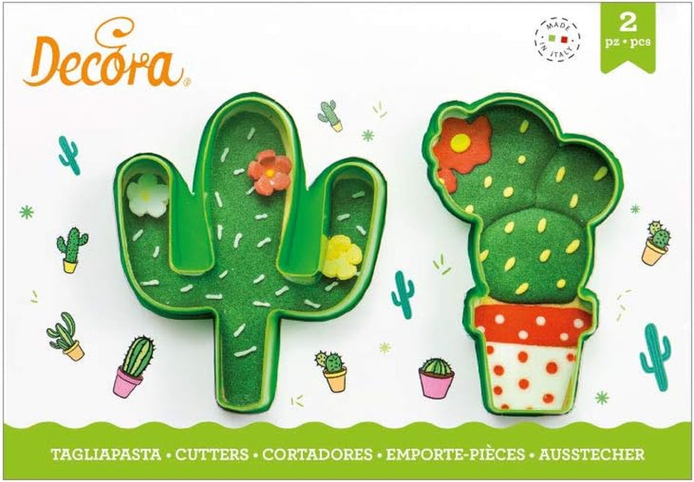 0255072 Formă de tăiat cactus din plastic, set de 2 bucăți, 9 x 2,2 cm, verde