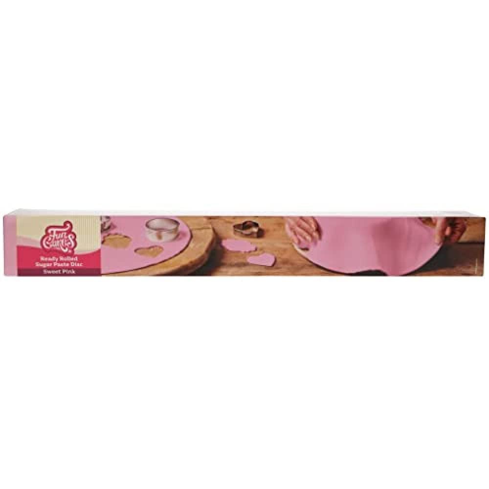 FunCakes Disc fondant rulat verdeață de primăvară: Delicioasă aromă de vanilie, deja rulată, ușor de folosit, perfectă pentru decorarea torturilor, 430 g Pasta de zahar Naty Shop Roz dulce