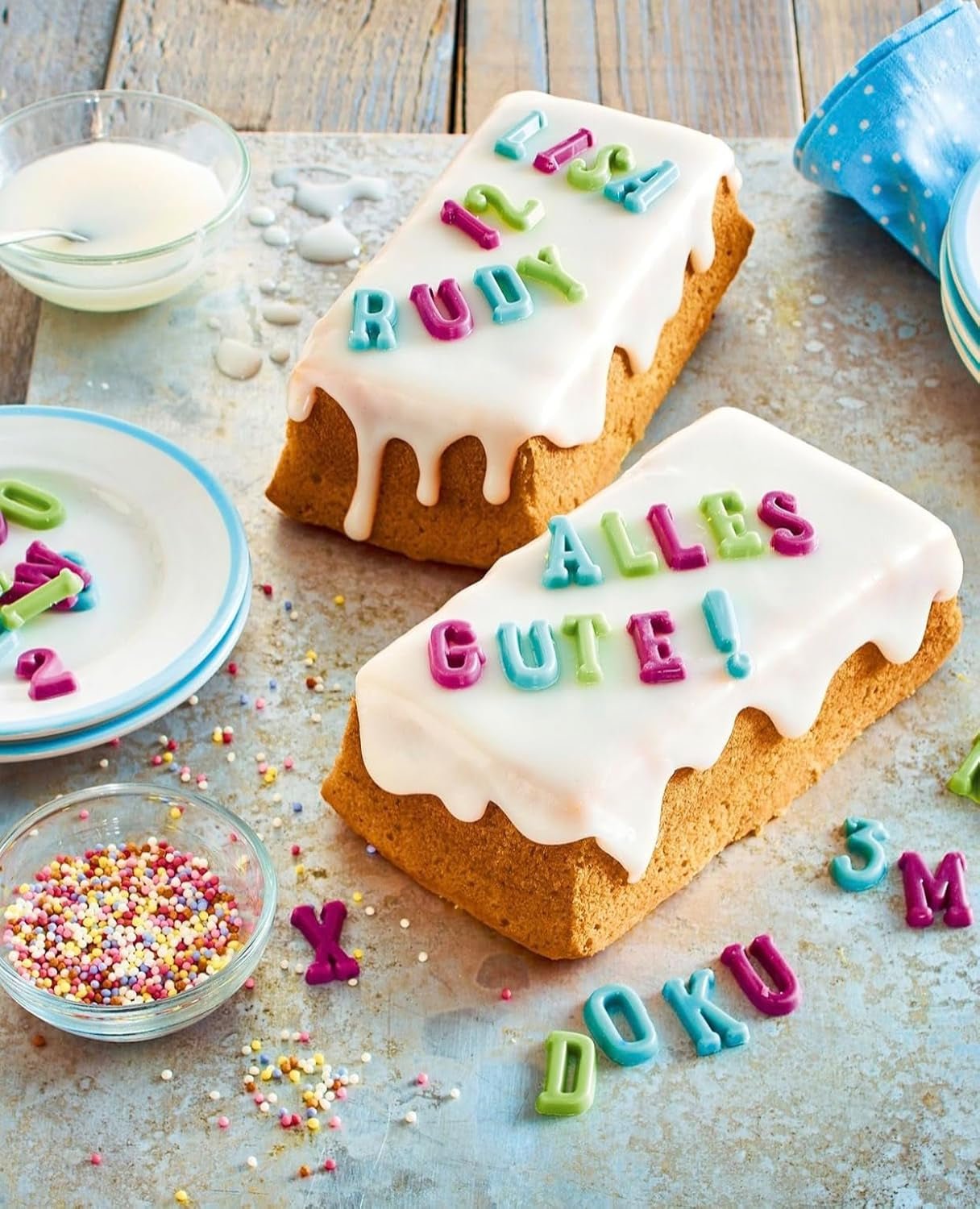 Glazură RUF gata de utilizare, poate fi folosită imediat fără amestecare, glazură pentru biscuiți și prăjituri, ca glazură de zahăr de bază sau pentru colorare și aromatizare, 1 x 150g (pachet de 4) Pasta de zahar Naty Shop