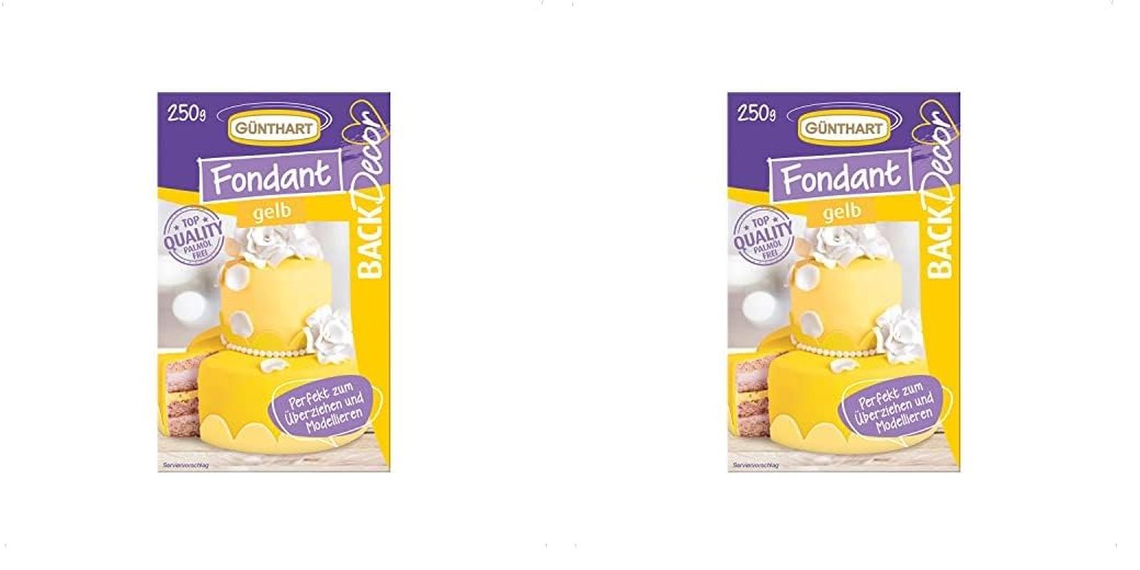 Günthart BackDecor 250 fondant verde, 100% vegan, fără ulei de palmier, rezistent la rupere pentru a acoperi prăjituri și produse de patiserie, potrivit pentru modelare, 1 pachet (1 x 250 g) Pasta de zahar Naty Shop 250 G (pachet de 2) Galben