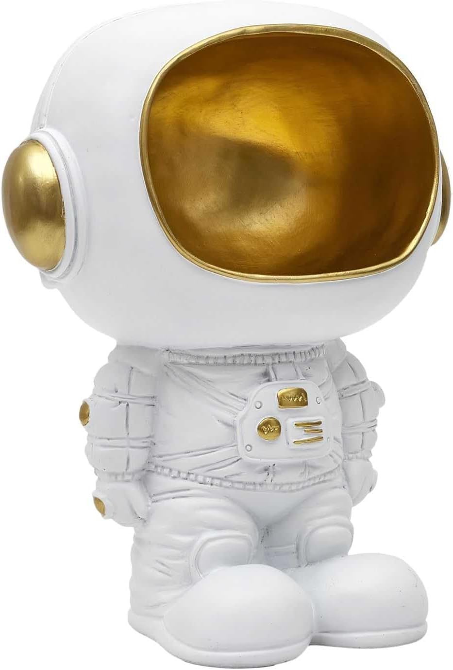 HOME DECO FACTORY, HD0160, Statuie astronaut cu buzunar gol negru, obiect decorativ modern și practic, design futurist, ideal pentru camera de zi sau birou, dimensiune: 20 cm, culoare: negru și auriu Statuete si sculpturi Naty Shop Alb. Auriu Blanc, Or
