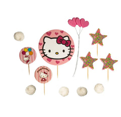 Hello Kitty 12 db-os ehető cukormassza dekoráció készlet tortára