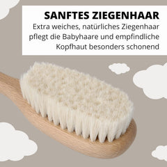 PARSA Beauty perie de păr pentru bebeluși cu păr de capră - perie de păr pentru bebeluși fabricată din lemn de fag certificat FSC® - perie pentru îngrijirea părului fin al bebelușilor - perie pentru bebeluși Copii - Baie si Skincare Naty Shop