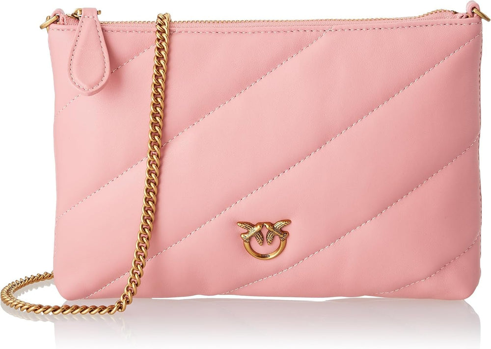 Pinko Ladies Flat Pouch Oaie Nappa FLACHTASCHE SCHAFNAPPA Genti Femei Naty Shop P66Q_Rosa Rossore-Aur antic