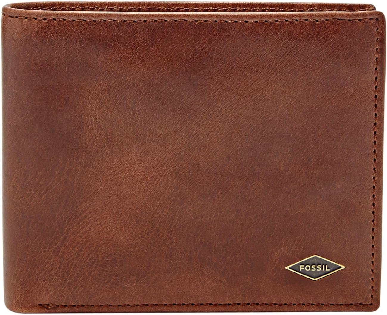 Portofel Bifold Fossil Ryan din piele pentru bărbați 11,43 cm L x 2,54 cm l x 9,525 cm H Portofel Barbati Naty Shop Maro închis