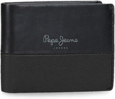 Portofel orizontal dublu Pepe Jeans cu compartiment pentru monede, negru, 11 x 8 x 1 cm, piele, protejat RFID, bărbați, Portofel orizontal cu compartiment pentru monede Portofel Barbati Naty Shop Titlu implicit