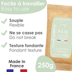 ScrapCooking - Pâte à Sucre Vert Sauge 250g - Colourant d'Origine Naturelle - Sans Gluten, Sans Huile de Palme - Pour Gâteaux, Pâtisseries Anniversaire - Vert Pastel - Fabriquée en France - 7621 Pasta de zahar Naty Shop