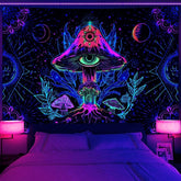 Tapiserie alishomtll fluorescent mushroom black light mandala Casa - Accesorii si Decoratiuni Naty Shop Multi 150L X 130B Cm