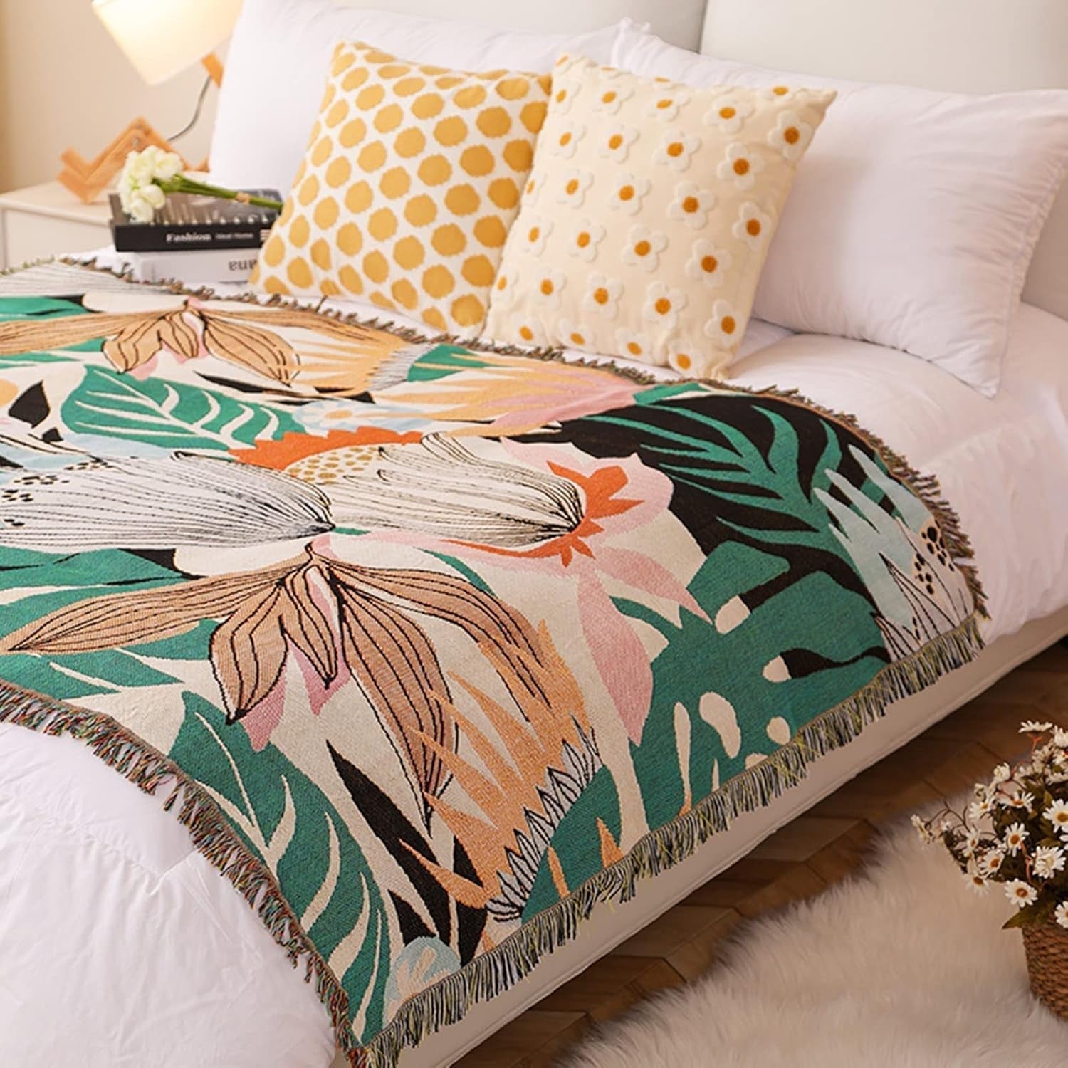 Tapiserie lumisyne double sided bumbac tesute patura arunca Casa - Accesorii si Decoratiuni Naty Shop Flori Blätter