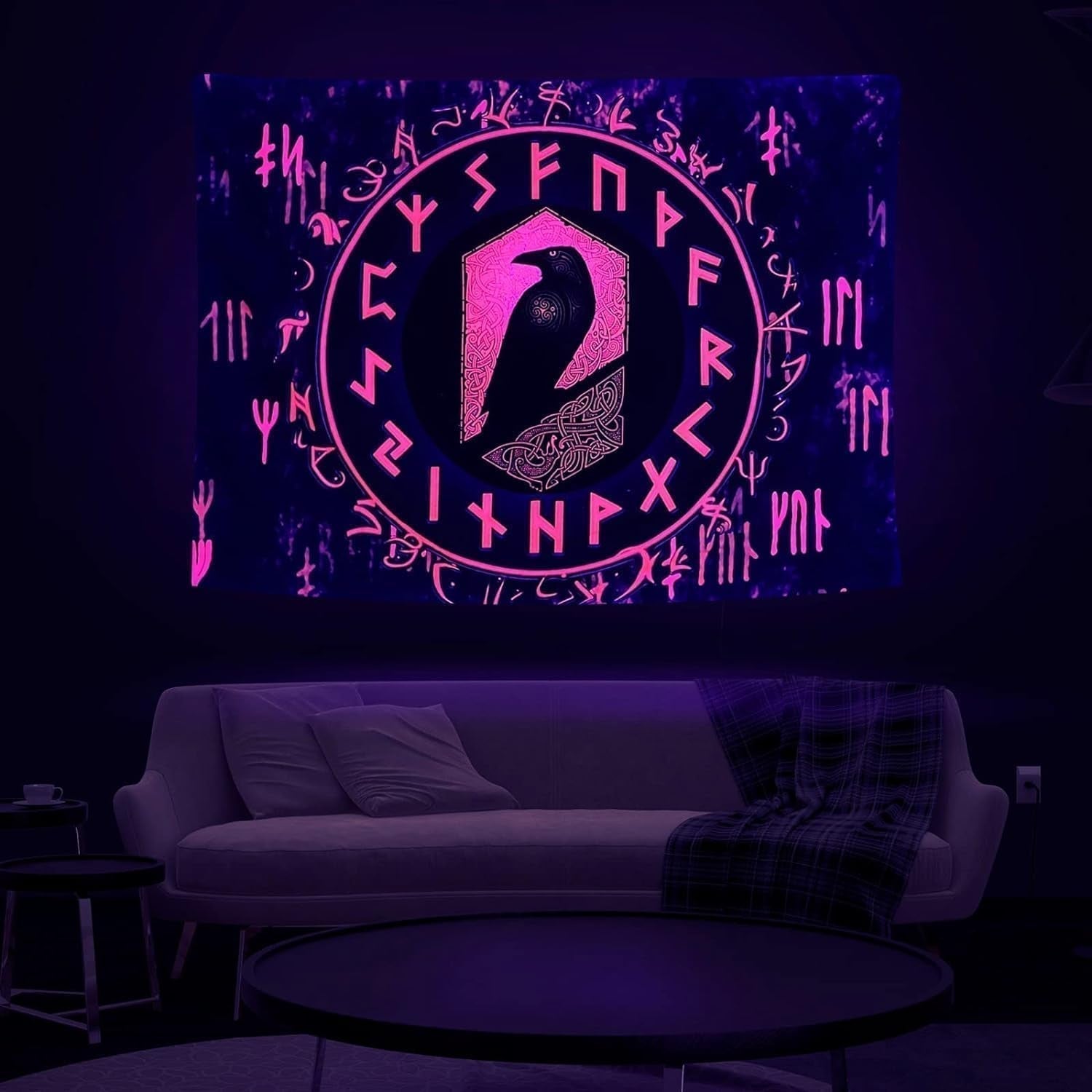 Tapiserie viking blacklight reactiv red meditation runes odins Casa - Accesorii si Decoratiuni Naty Shop